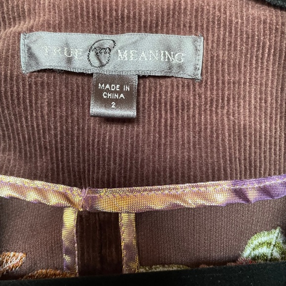 True Meaning Brown Floral Embroidered/embellished Size 2 Jacket - Picture 7 of 10